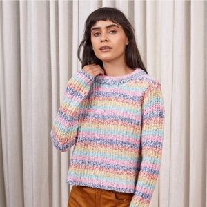 La Ligne | Cherie Rainbow Wool Cashmere Sweater Size Large